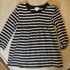 Black and White Striped Long Sleeve Dress